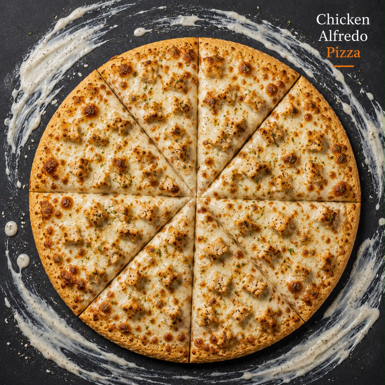The Jerk pizza with chicken, pineapple, red onions, and jalapenos